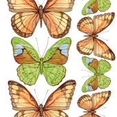 Переводная декупажная карта  Летящие бабочки